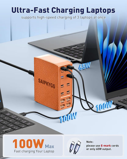 USB Charging Station (900W),12-Port USB C Charger Block with Dual 100W PD USB-C Fast Charging Station Hub for MacBook Pro/Air/All iPad Phone 17/16 15/14/13/Pro Max/Samsung Galaxy Note (Black)