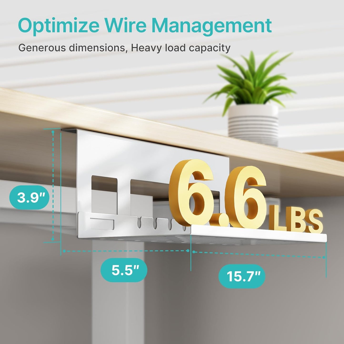 PEGZONE Under Desk Cable Management Tray, 31.5 Inches Metal Cord Organizer Rack, Desk Tray for Power Strip, Cord, Wire, Easy Mounting Cable Management Under Table for Home Office, Black