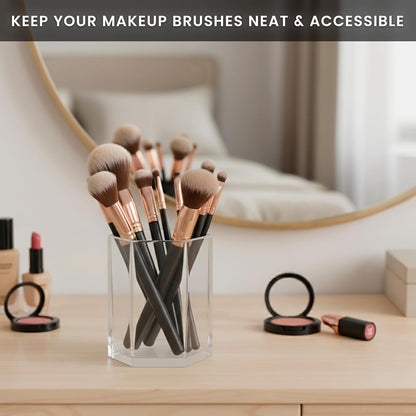 Black Pen Holder for Desk | 3 Compartment Organizer Desk for Pen, Pecils, Makeup Brushes, Tooth Brushes | Cute Pencil Cup Desk Organizers and Accessories for Office, Home, Classroom, Teacher Desks