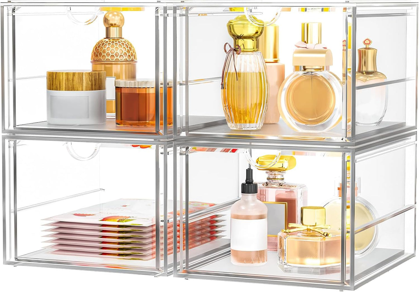caktraie Versatile Acrylic Makeup Organizer, Drawer Organizer - Transparent Desktop Storage for Cosmetics, Office Supplies & More - Clear Organizer for Home & Office Use