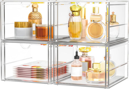 caktraie Versatile Acrylic Makeup Organizer, Drawer Organizer - Transparent Desktop Storage for Cosmetics, Office Supplies & More - Clear Organizer for Home & Office Use