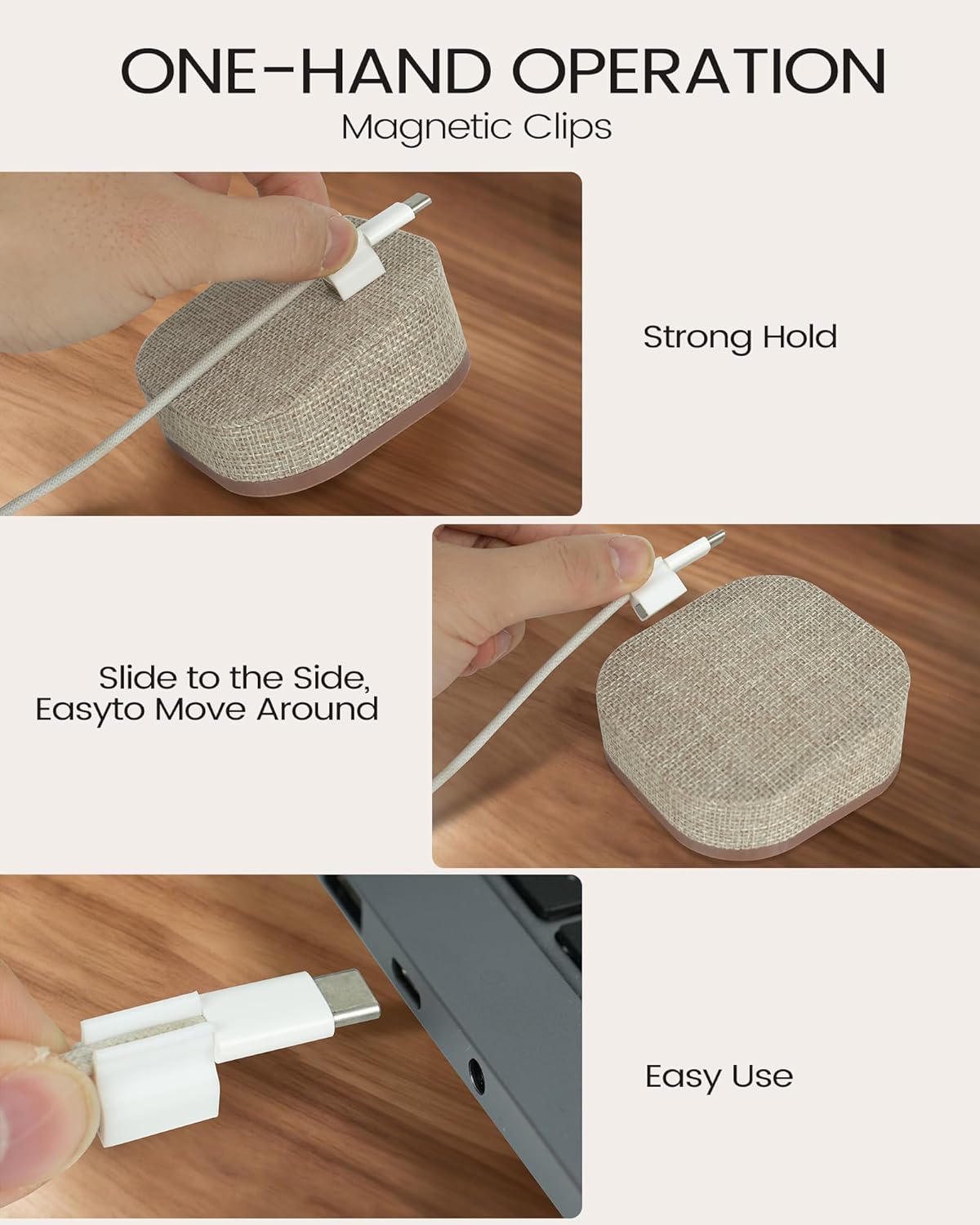 Magnetic Cord Holder, Cable Organizer with 5 Magnetic Clips for Desk & Nightstand Cable Management, Practical Charging Accessory for Home, Office & Gift Giving