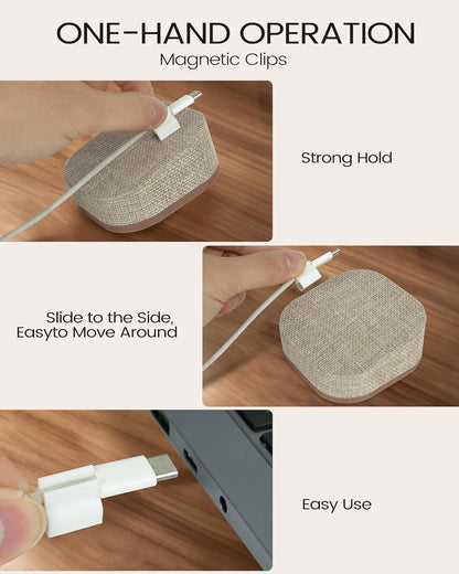 Magnetic Cord Holder, Cable Organizer with 5 Magnetic Clips for Desk & Nightstand Cable Management, Practical Charging Accessory for Home, Office & Gift Giving