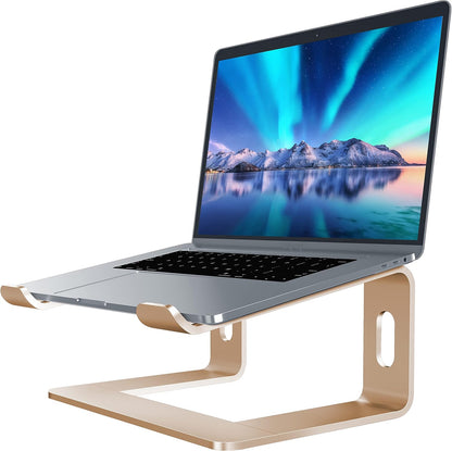 SOUNDANCE Laptop Stand, Aluminum Computer Riser, Ergonomic Laptops Elevator for Desk, Metal Holder Compatible with 10 to 15.6 Inches Notebook Computer, Silver