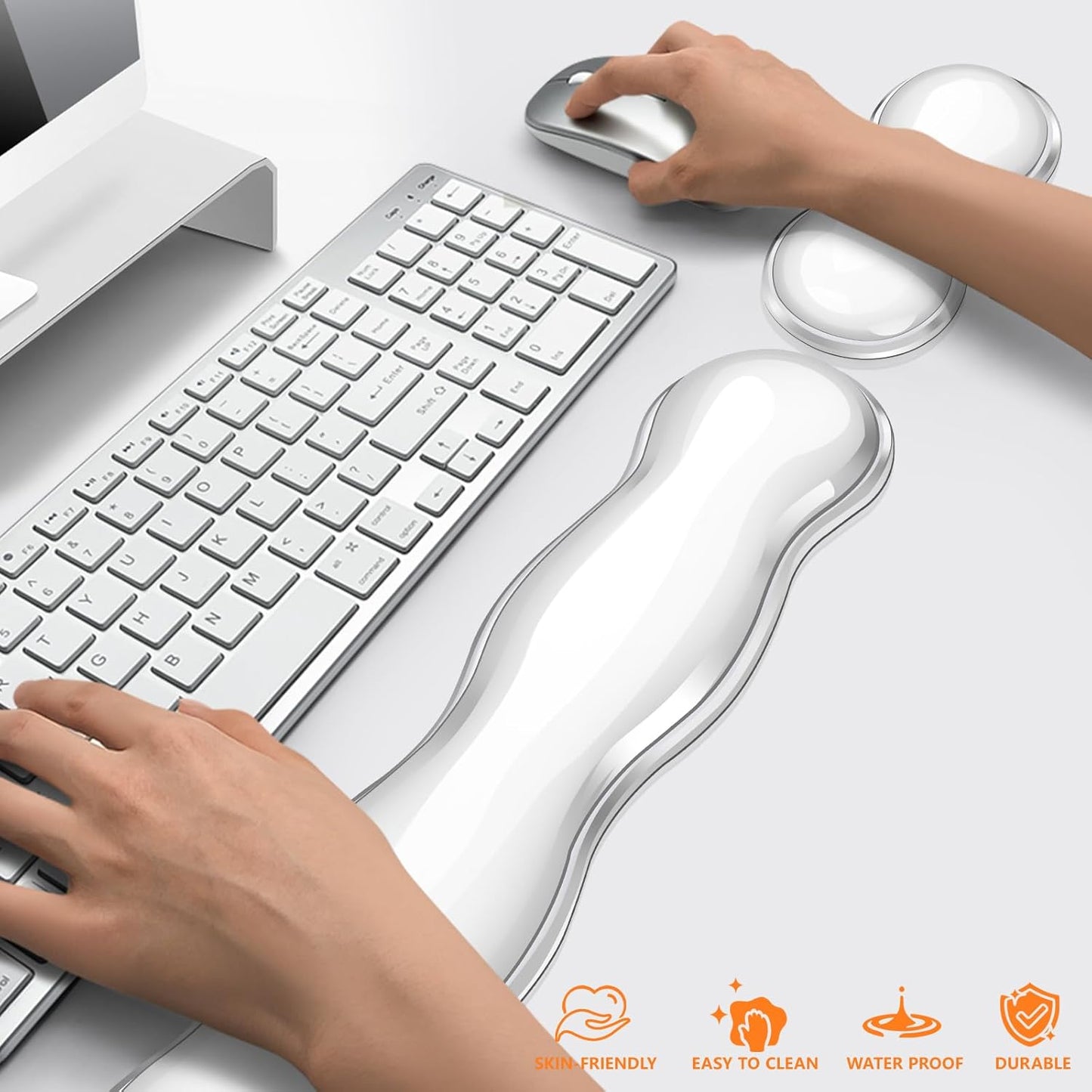 Gel Cloud Keyboard and Mouse Wrist Rest, Cute Wrist Support and Arm Support Keyboard Rest for Keyboard and Mouse Typing Pain Relief，Suitable for Office/Computer/Laptop/Gaming (Pink)