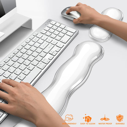 Gel Cloud Keyboard and Mouse Wrist Rest, Cute Wrist Support and Arm Support Keyboard Rest for Keyboard and Mouse Typing Pain Relief，Suitable for Office/Computer/Laptop/Gaming (Pink)