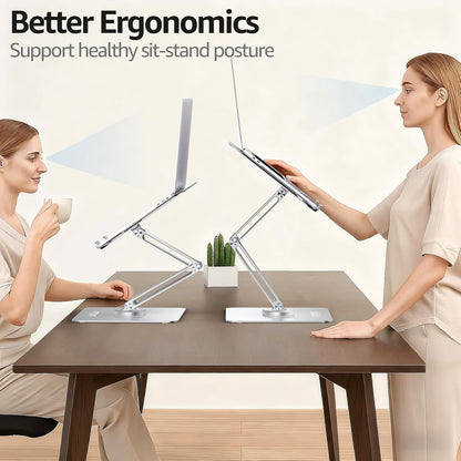 Urmust Adjustable Laptop Stand for Desk Aluminum Computer Stand for Laptop Riser Holder Notebook Stand Compatible with MacBook Air Pro Ultrabook All Laptops 11-17 inch (Black)