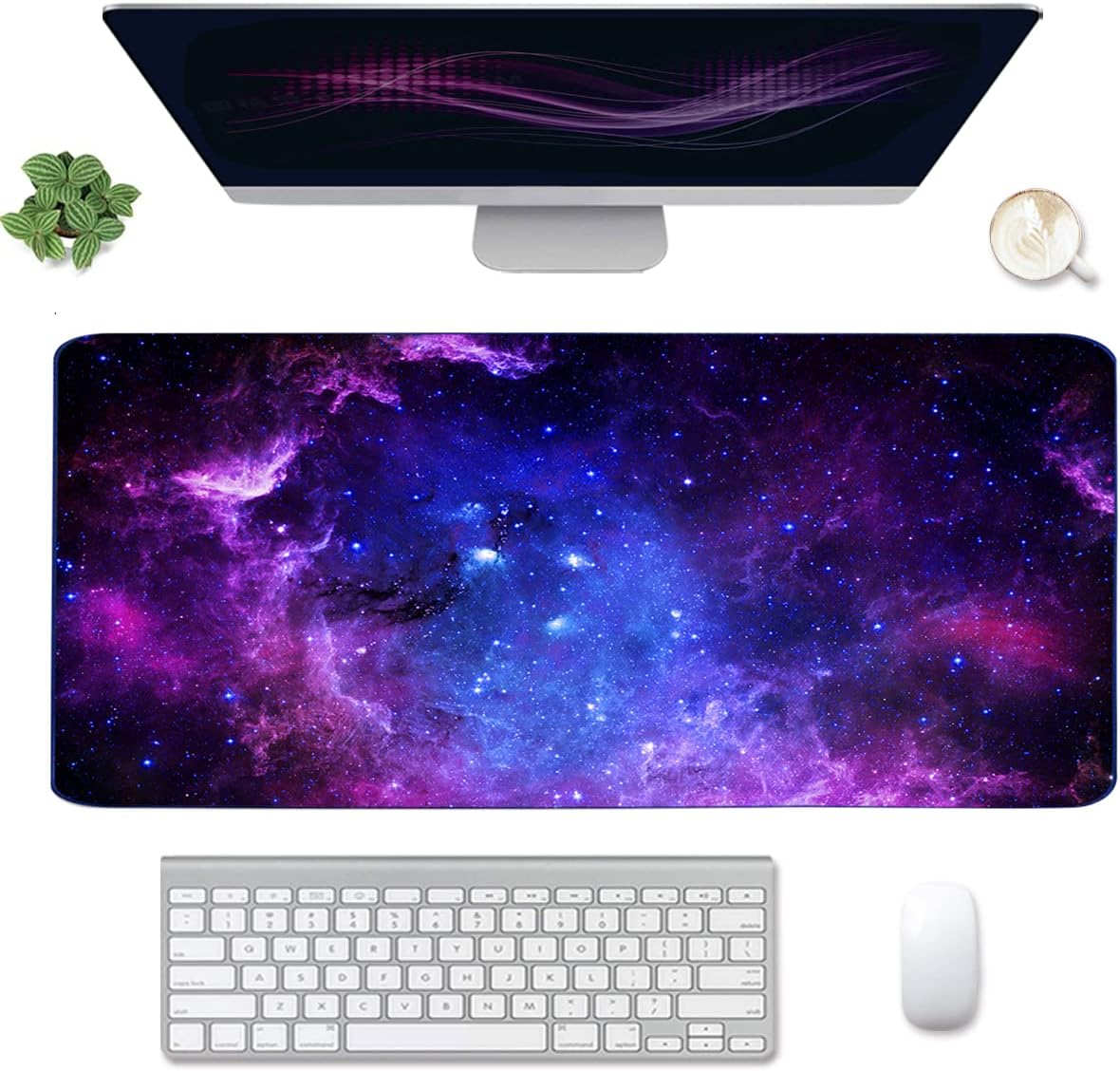 4-in-1 Large Mouse Pad, Keyboard Wrist Rest Pad & Wrist Support Mousepad Set, Extended Desk Pad Waterproof Desk Mat for Home Office Study Game