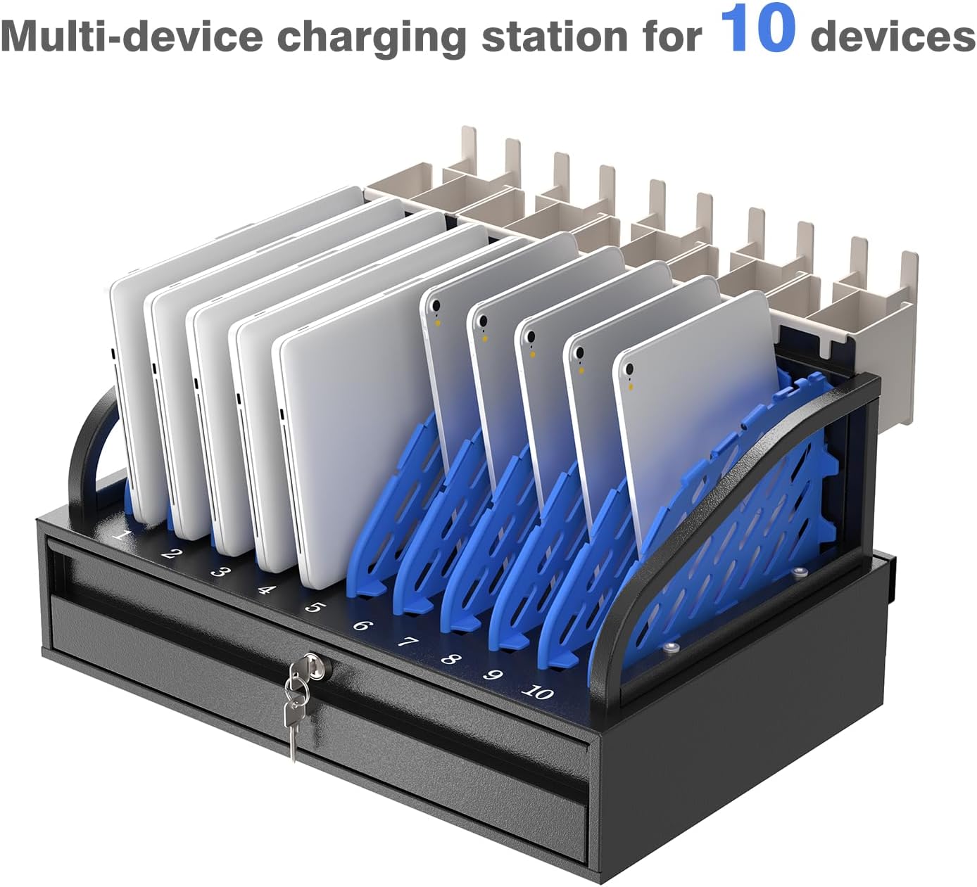 POCHAR 8-Device Universal Charging Station for Laptops & Chromebooks – Classroom Organization for iPads, Tablets & More, Ideal for Schools & Offices