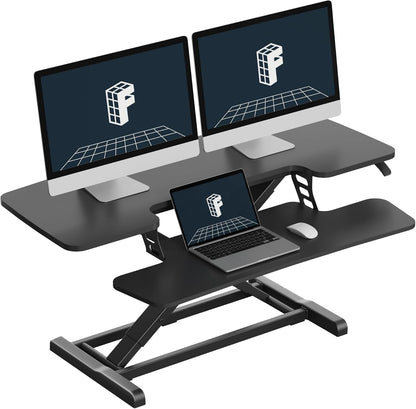 FLEXISPOT Standing Desk Converter 28" Desk Riser for Small Spaces, Compact Desktop Riser Sit Stand Computer Workstation, Stand Up Desk Converter for Laptop & Single Monitor, Black
