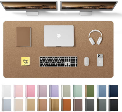 YSAGi Leather Desk Protector, Office Mat, Large Mouse Mat, Non-Slip PU Leather Blotter, Laptop Pad, Waterproof Writing Pad for Office and Home (Light Pink, 23.6" x 13.8") - Colors B