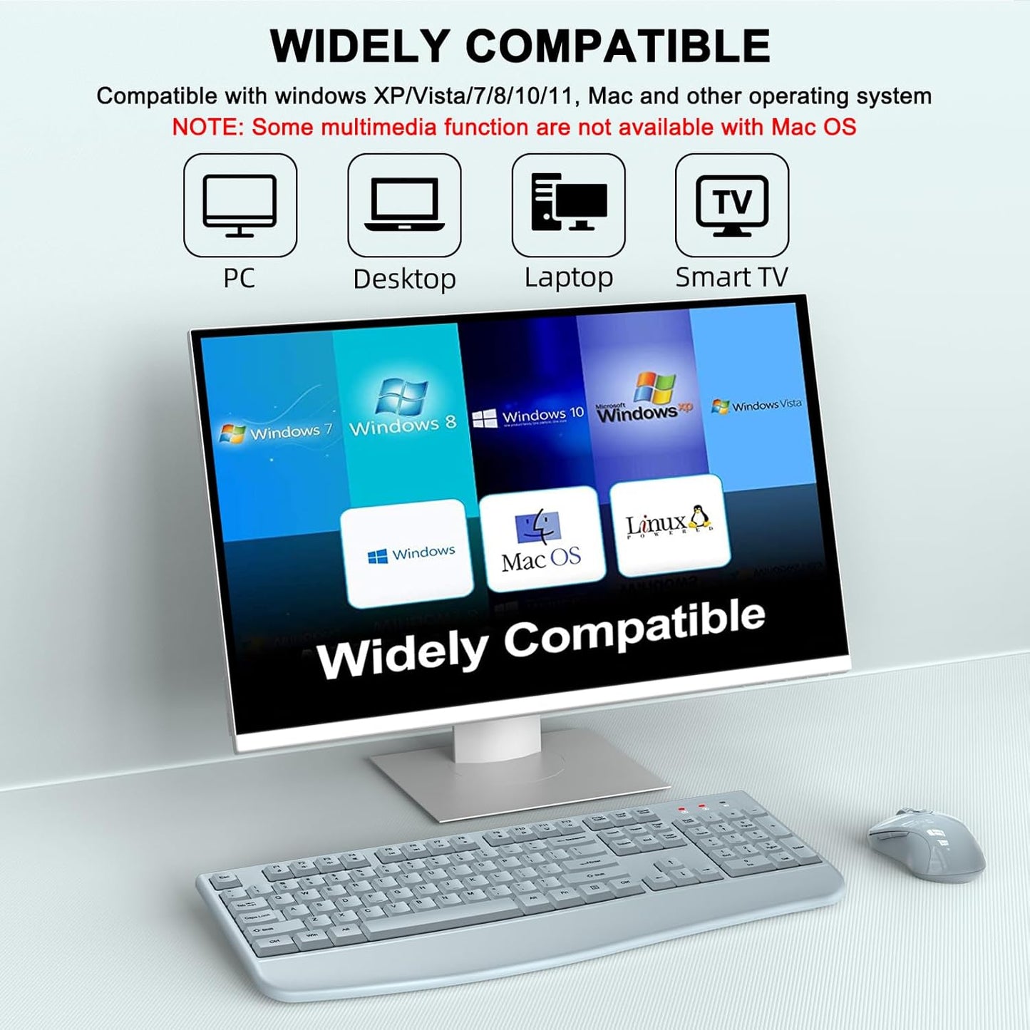 Wireless Keyboard and Mouse Combo, 2.4G Full Size Wave Keys Ergonomic Keyboard with Wrist Rest and 3-Level DPI Adjustable Wireless Ergonomic Mouse for Windows, Mac OS Desktop/Laptop/PC(Black)