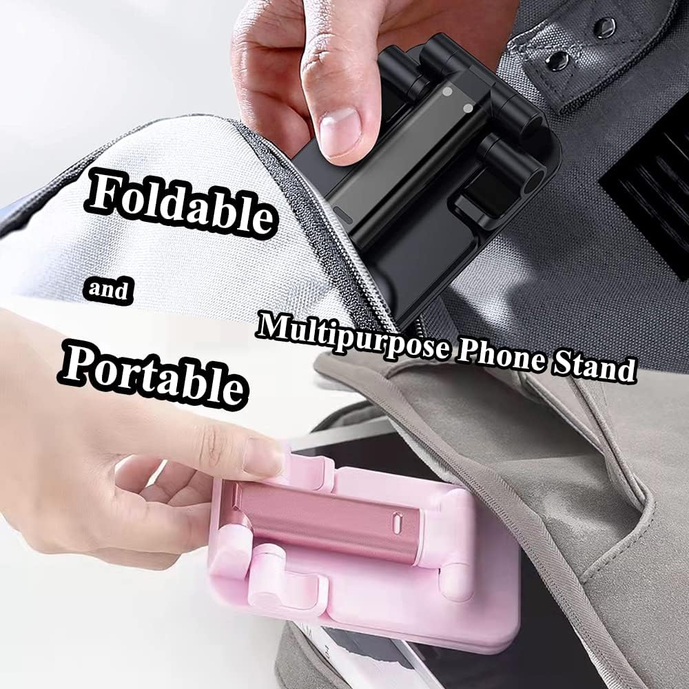 Meetuo 2 Pcs Cell Phone Stand, Adjustable Angle Height Phone Stand for Desk, Fully Foldable/Portable Phone Holder, Compatible for iPhone 16/15/14/13/12/Smartphones