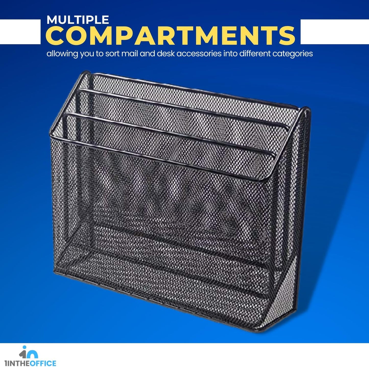 1InTheOffice 3 Tiers File Folder Organizer, Desk Sorter, Black Mesh