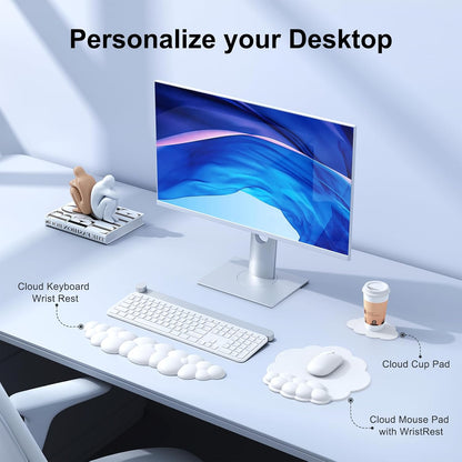 MOKURU Cloud Mouse Pad with Wrist Rest, Cloud Keyboard Wrist Rest, Mouse Pad Wrist Support, Ergonomic Keyboard Mouse Wrist Support White
