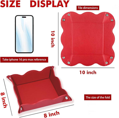 Valet Tray for Men Women - PU Leather Travel Catchall Tray Organizer - Desk Bedside Nightstand Storage Box for Jewelry Key Phone Remote Controller Wallet Watch Glasses Coin Readers -White