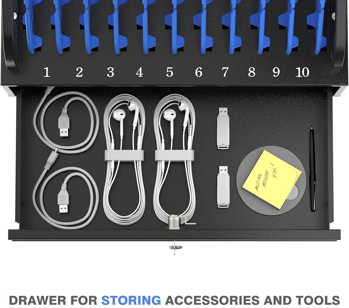 POCHAR 8-Device Universal Charging Station for Laptops & Chromebooks – Classroom Organization for iPads, Tablets & More, Ideal for Schools & Offices