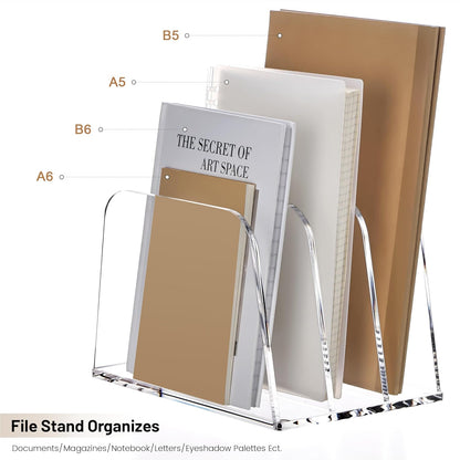 YUXUN Desk File Organizer,5-Section Vertical Clear Acrylic Desk Organizer File Holder Mail Sorter Office Organization for Office Home &Classroom（B5）