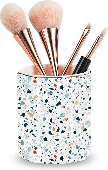 Pencil Holder for Desk Organizer,Ceramic Writing Utensil Storage Organizer Aesthetic Floral Pattern Pen Holder Pen Cup Makeup Brush Holder Creative Gift for Desktop Supplies,School Life Blue