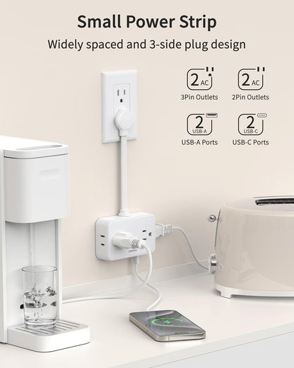 HOPOW Desk Clamp Power Strip, Desktop Mount Charging Station with 4 Outlets 4 USB Ports (2 USB C), 10Ft Under Desk Power Strip, Fits 2.75" Tabletop Edge, Extension Cord for Home Office, Black