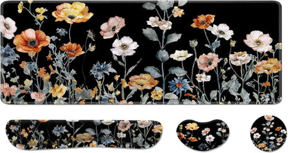 Desk Pad and Keyboard Wrist Rest, Large Mouse Pad + Keyboard Pad+Mouse Wrist Support, Non-Slip Desk Mat Protector for Office, Home 31.5×11.8 Inches Anime Dragon