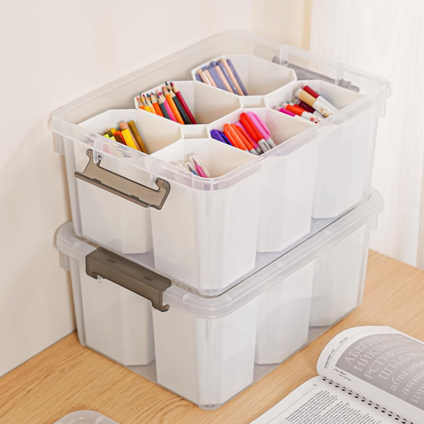 Citylife 17 QT Plastic Storage Bins Clear Storage Box with Lids Multipurpose Stackable Storage Containers for Organizing Tool, Craft, Crayon