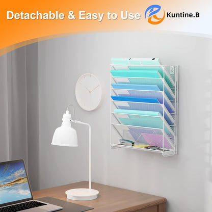 Kuntine.B Wall File Organizer Office Hanging Magazine Holder Wall File Organizer for Office Home (Black, 5 Tier)