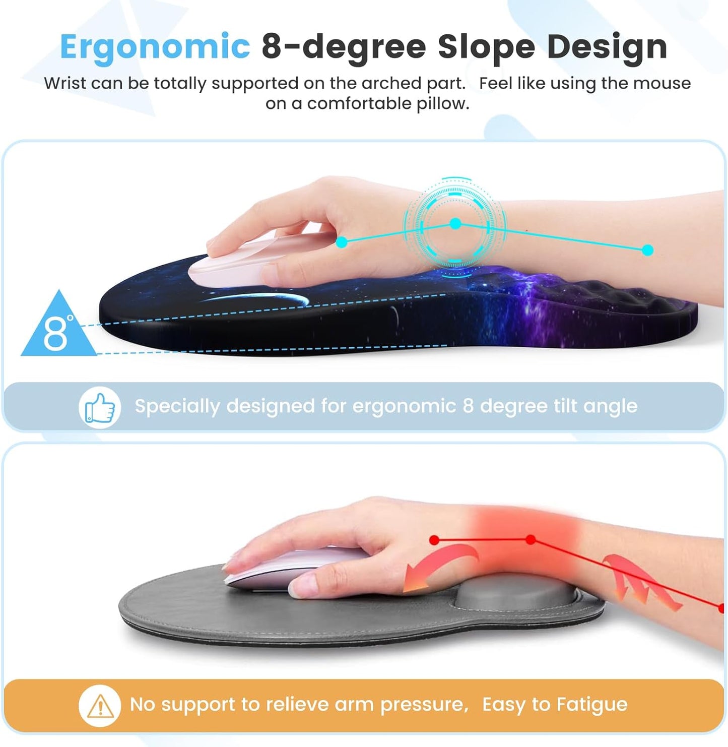 HAOCOO Keyboard Wrist Rest, Ergonomic Mouse Pad with Wrist Rest, 3 in 1 Keyboard and Mouse pad with Coaster Set, Memory Foam Wrist Support, Non-Slip PU Base for Home Office, Rose Gold Pink