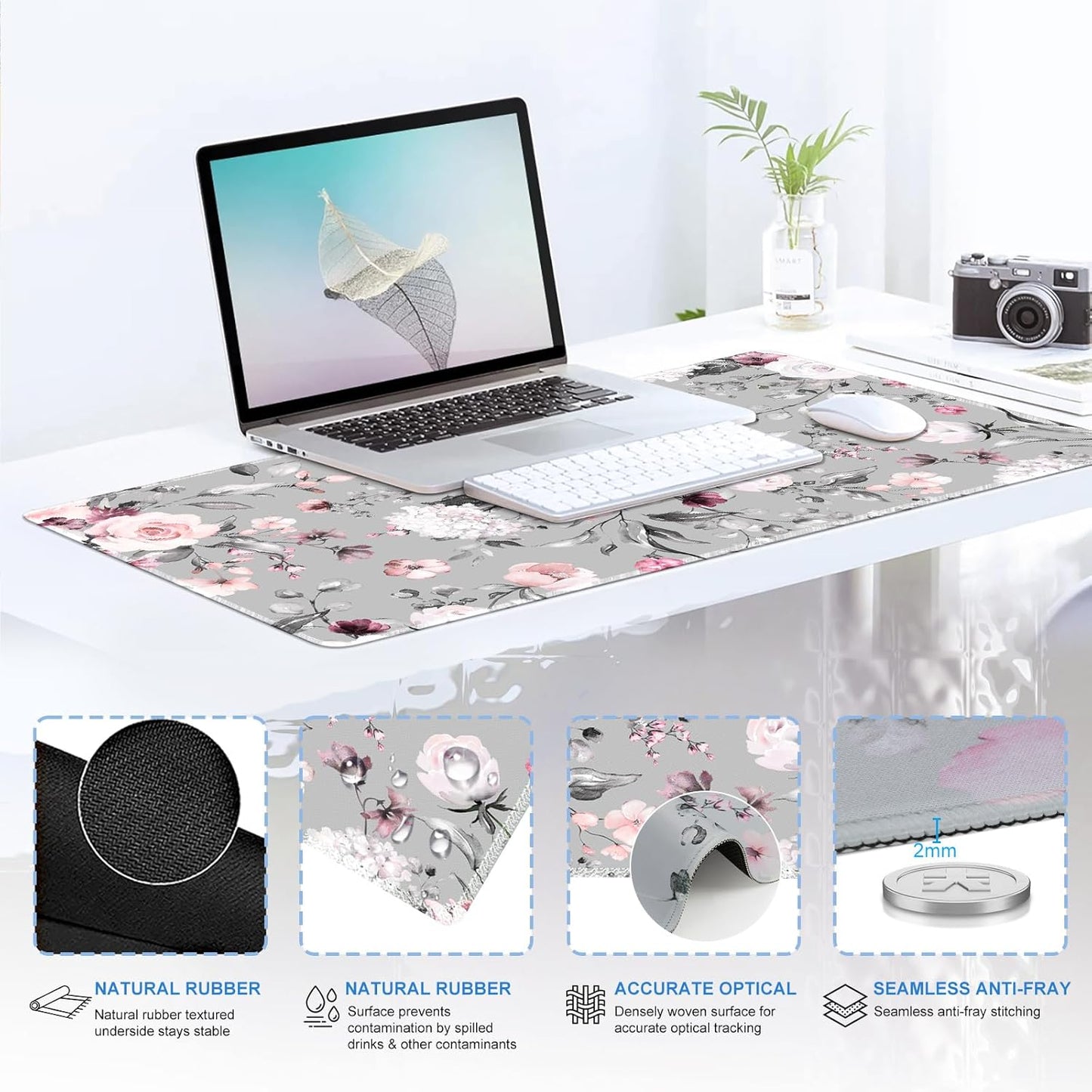 iCasso Desk Mat, Gaming Mouse Pad Wrist Support Set,4in1 XXL Large Mousepad + Keyboard Wrist Rest+Mouse Wrist Rest+Coaster Set with Ergonomic Design for Home Office Table Computer-Penoy