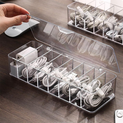 2Pcs cord organizer box, 10.2 x 3.5 x 2.2in, Desktop Cord Organizer with Compartments (2)