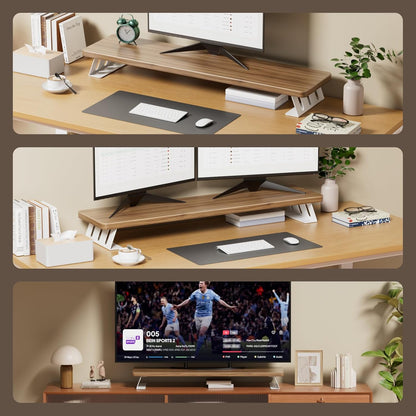 Monitor Stand Riser, 39 Inch Large Wood Monitor Stands for 2 Monitors