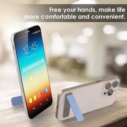 TIESOME Ultra-Thin Cell Phone Holder, Adjustable Mini Alloy Phone Kickstand Portable Foldable Phone Stand Adjustable Angle for Mobile Phone Tablet Universal Model (Blue)