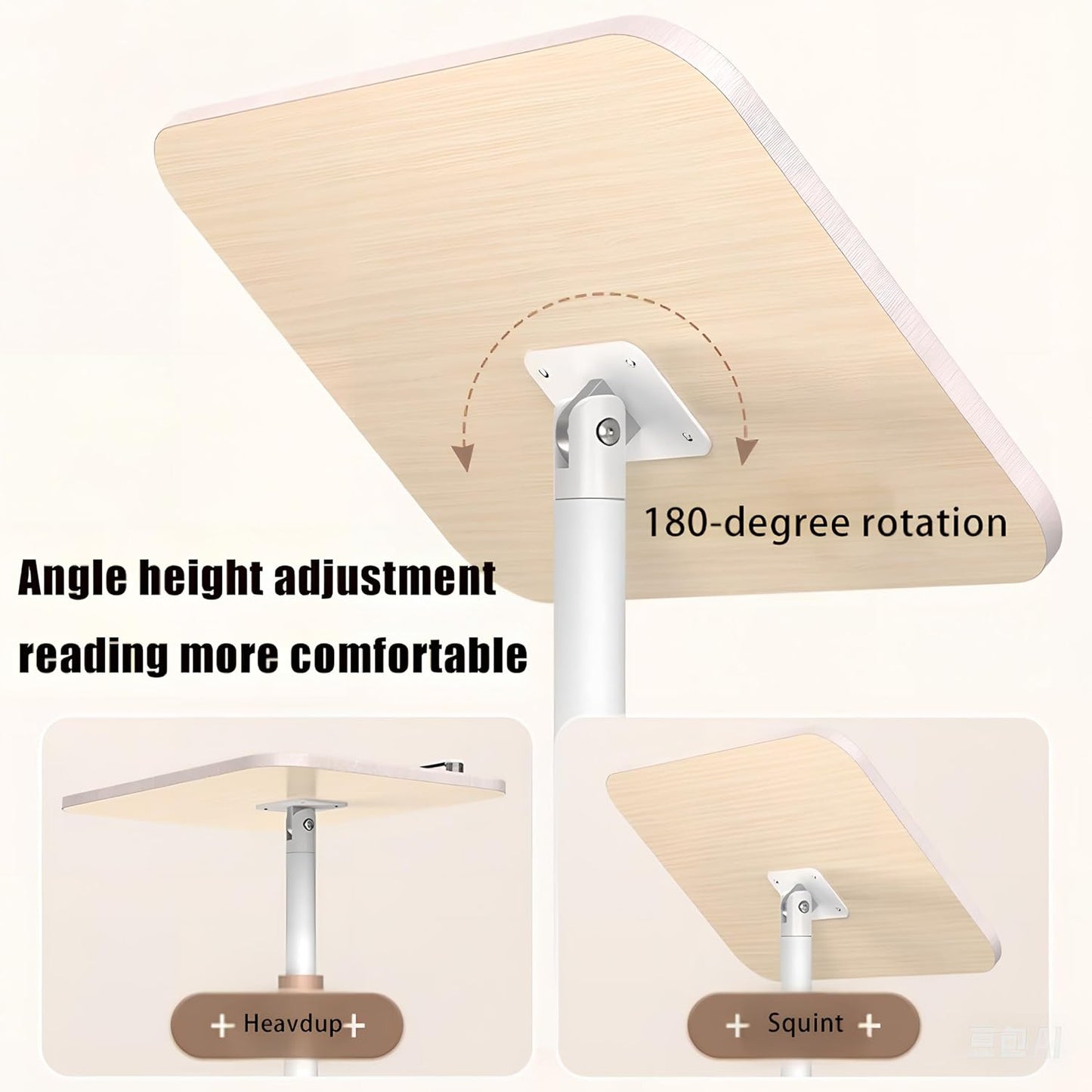 Bamboo Book Stand with Page Clips - Adjustable Holder for Cookbooks/Textbooks, Stable Lightweight Portable Reading Desk (Natural Bamboo)