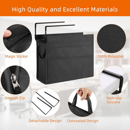 MASTLU Under Desk Hanging Storage Bag, Desk Organizer Storage, Office Side Storage Bag, Compatible with A4 Files, Detachable Handle Design, No Assembly Required, For Office Home School (Black)