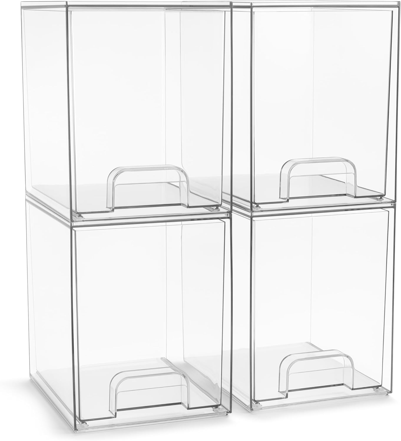 Sorbus Acrylic Storage Containers - 2 Pack, Stackable Storage Bins Set for Bathroom Organization - Clear Acrylic Drawer Organizers - Makeup Case Pull-Out Drawers (7.6’’ Tall)
