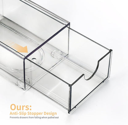 Desk Organizer with Drawers, Stackable Plastic Storage Drawers for Makeup or Desk Organization, Cabinets for Office Dressing Countertop Bathroom Bedroom (6 Packs)