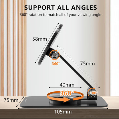 Magnetic Phone Stand Compatible with MagSafe for iphone16, Phone Stand for Desk with 360°Rotation Base, Adjustable Height to 6.1 inch, Compatible for MagSafe Case and iPhone 16/15/14/13/12