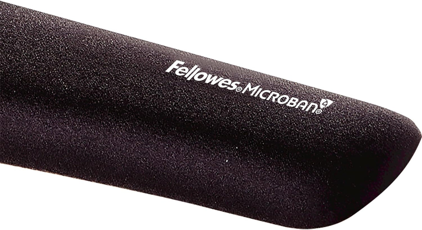 Fellowes PlushTouch Foam Keyboard Wrist Rest with MICROBAN - Black (9252101)