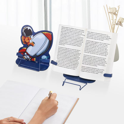 Honagu Book Stand Book Holder Metal Desk Book Stand for Reading Hands Free, Adjustable Textbooks Cookbook Documents Holder, Christmas Birthday Gifts for Girls and Boys (Rocket)