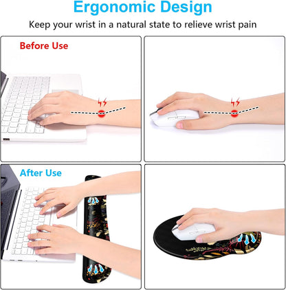 Dapesuom Keyboard Wrist Rest and Mouse Pad with Wrist Support, Cute Memory Foam Cushion for Keyboard and Mouse Set, Ergonomic Desktop Pad Rests with Non Slip Base for Easy Typing & Pain Relief, Pink