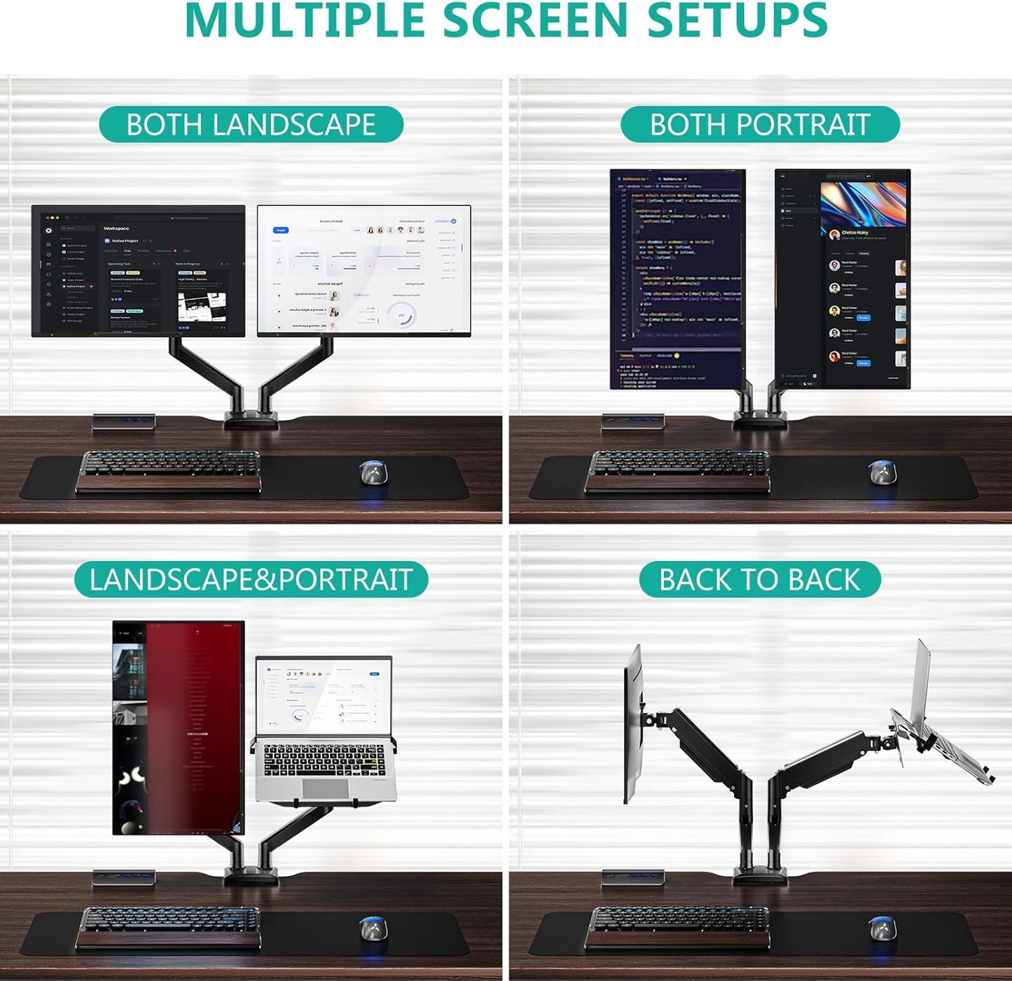 WALI Laptop Desk Mount, Single Monitor Arm with Laptop Holder, Adjustable Height Laptop Arm Mount for Desk, Fits 17” Notebook and 34” Monitors, Up to 22-26.4Lbs (GSMP001LPN), Black