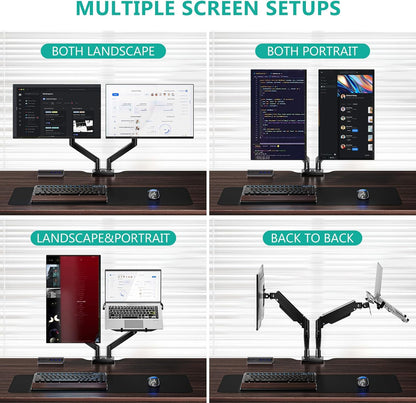 WALI Laptop Desk Mount, Single Monitor Arm with Laptop Holder, Adjustable Height Laptop Arm Mount for Desk, Fits 17” Notebook and 34” Monitors, Up to 22-26.4Lbs (GSMP001LPN), Black