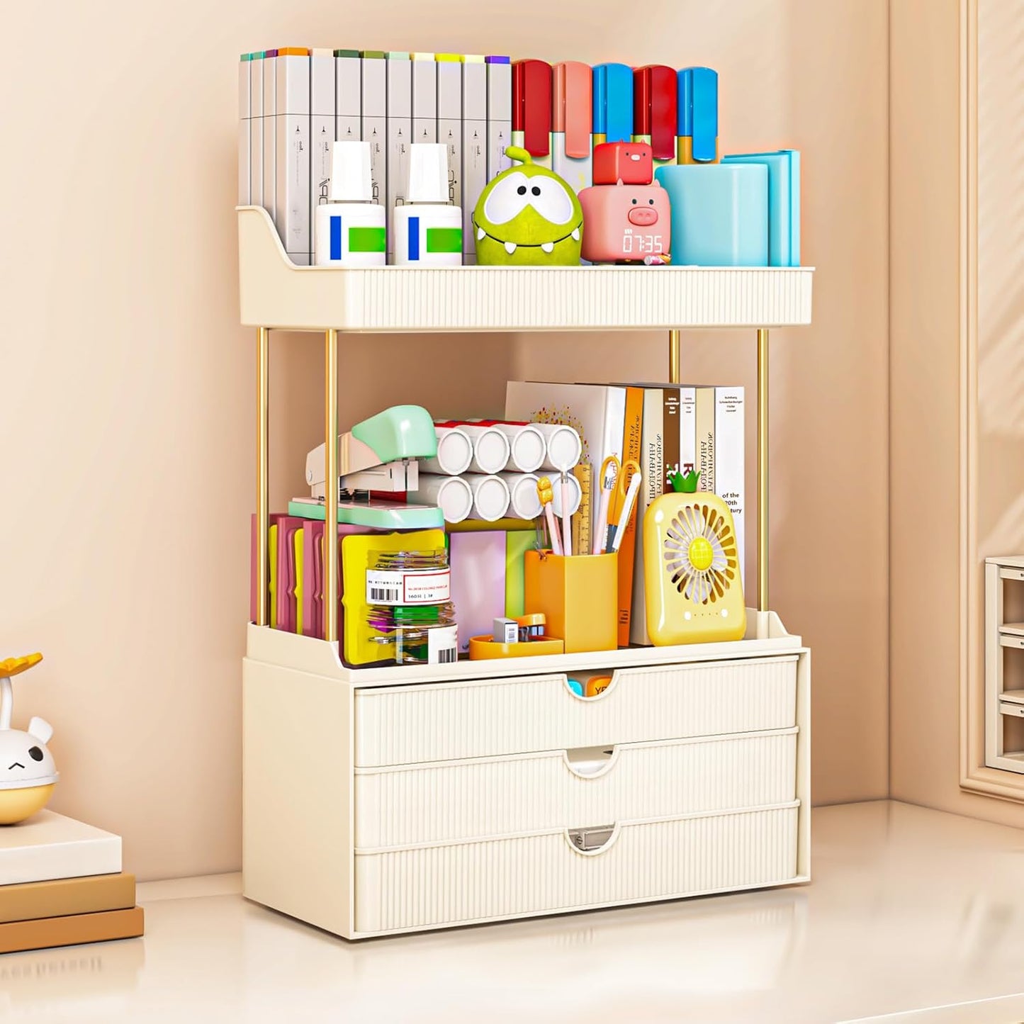 caktraie 12.2" W Makeup Organizer Drawers - 5 Tiers Bathroom Counter Organizer, Cosmetic Storage Drawer for Dresser Countertop and Bathroom Vanity for Large Skincare, Perfume, Clear