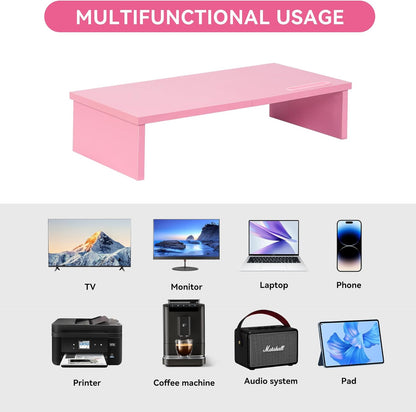 Qupui Computer Monitor Stand Riser with Drawer and Pen Holders, Desk Organizer Shelf and Accessories, Office Desk Accessories, Office Organization, Black