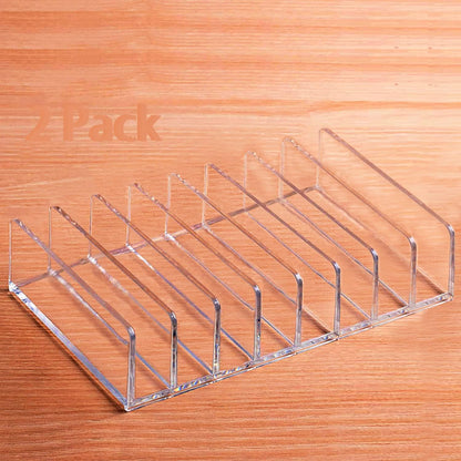 Acrylic Mail Holder 2 Pack, 7 Slots Clear Desk Organizer for Sorting Mail, Clear Bill Money Organizer for Envelope, Card and Makeup, Cash Tray for Cash Stuffing, Use in Home and Office