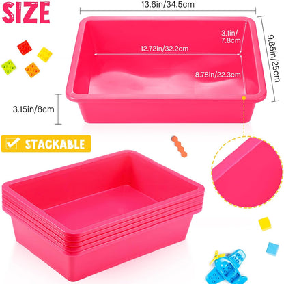 Hoteam 10 Pcs Flat Storage Organizer Tray Bin Paper Tray for Classroom Plastic Stackable File Organizer for School Office Teacher Book Organization(Clear,13.78 x 9.84 x 3.15 Inch)
