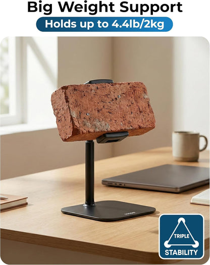 COOPER TabStand, 20" Tall iPad Stand for Desk, Portable Monitor Holder up to 17" Holds 4.4lb, Desktop Tablet Stand, Tablet Mount, Apple iPad Holder for Desk, for Samsung, Kindle, Fire (Night Black)
