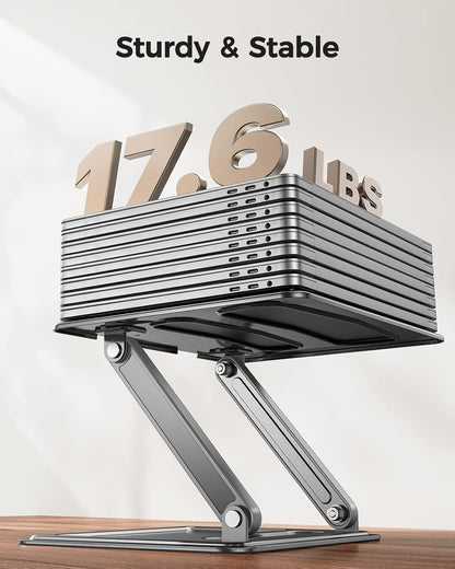 LORYERGO Adjustable Laptop Stand, Portable for 17.3inch Laptops, Holds Up to 17.6lbs, Ergonomic Posture & Heat Dissipation