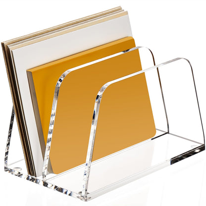 YUXUN Desk File Organizer,5-Section Vertical Clear Acrylic Desk Organizer File Holder Mail Sorter Office Organization for Office Home &Classroom（B5）