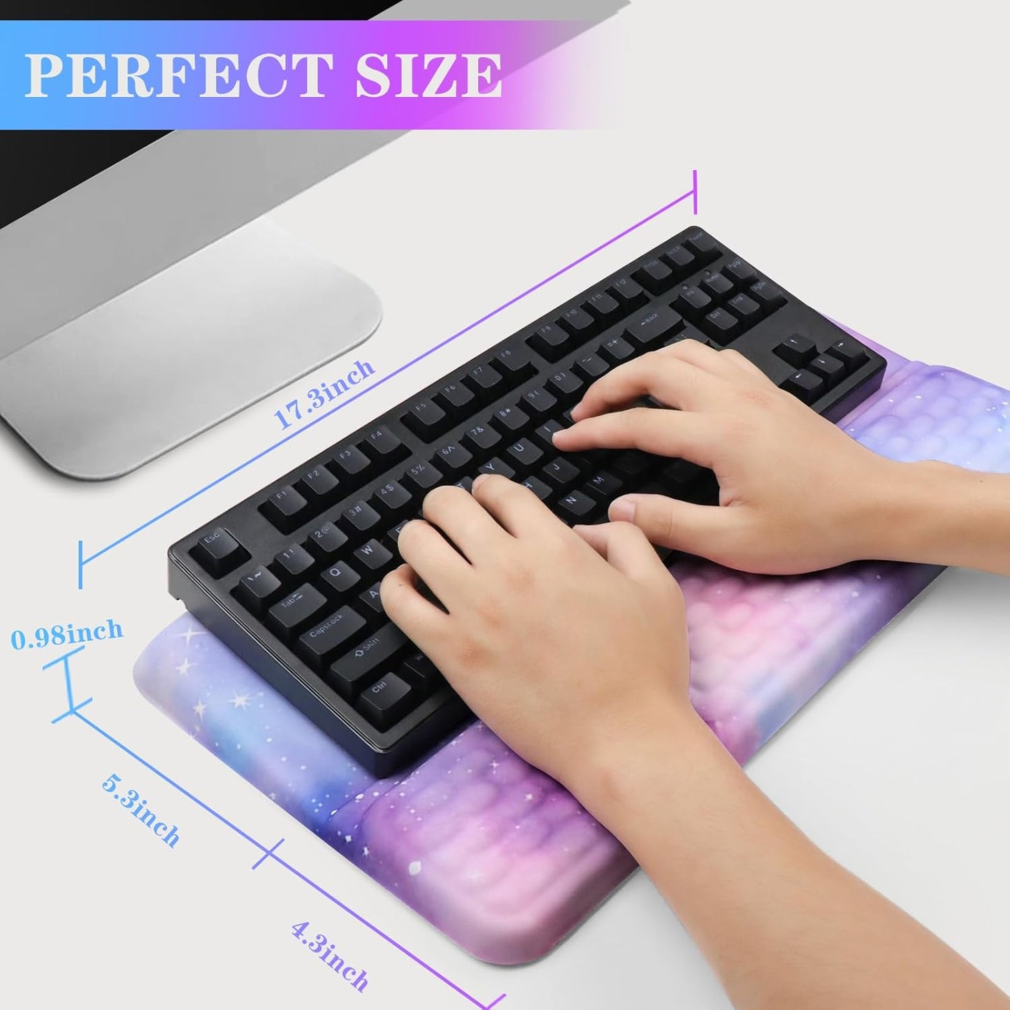 Computer Keyboard Stand with Wrist Rest, Ergonomic Tilted Keyboard Holder - Keyboard Riser with Wrist Pad - Keyboard Tray Support for Office Home - Black